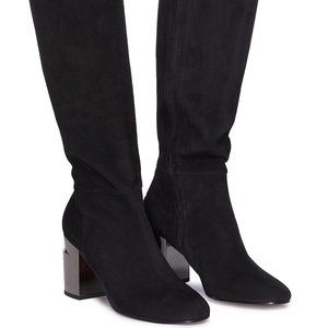 CLERGERIE 'KATRIN' TWISTED HEEL SUEDE BOOTS